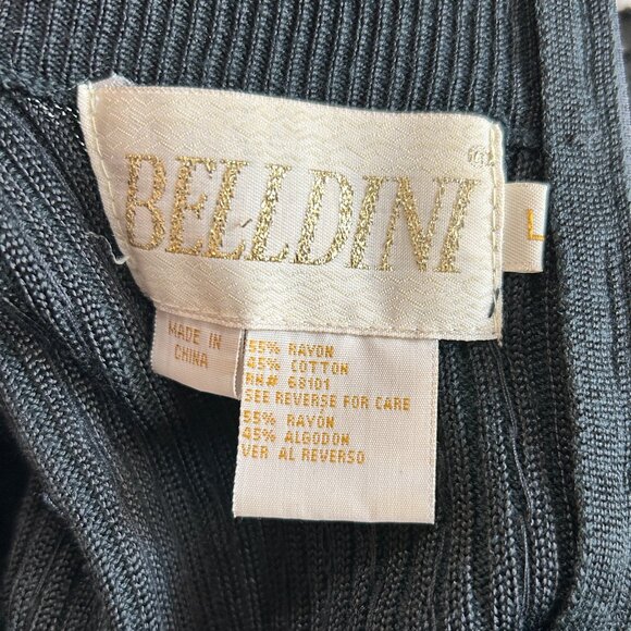 Belldini Top Women's Large‎ Black Embellished Jewel Neck Knit Sweater - Picture 7 of 12